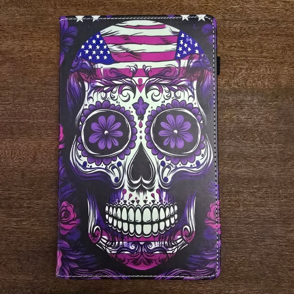 Folio Case Amazon Fire HD 10 2015/17 &19 Tablet Stand Cover Skull Purple New
